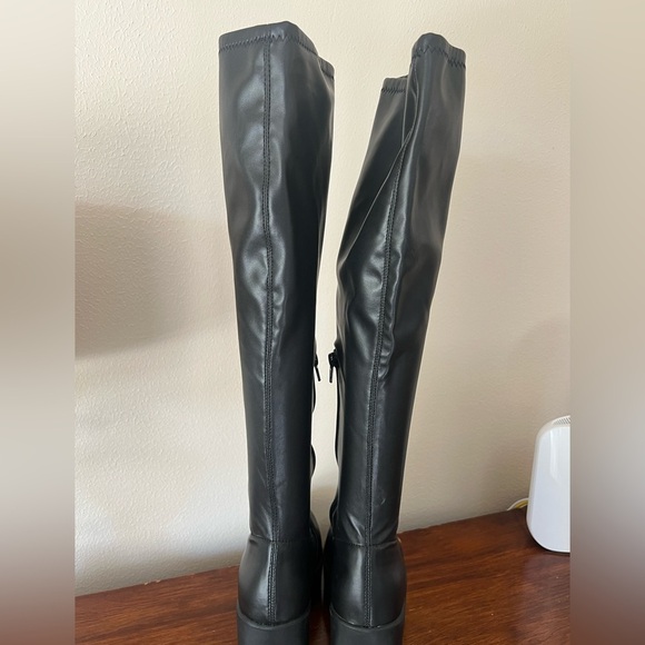 ALDO Maritza Black Platform Stretch Over Knee-High Boots Size 10 Y2K/90s Retro - Picture 14 of 16